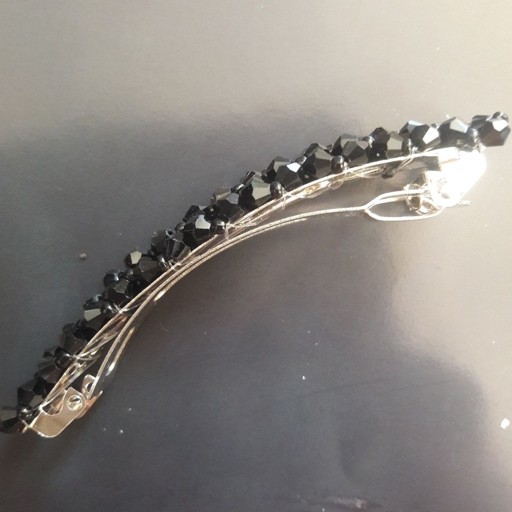 New Large Black Sparkly Hair Clip Barrette - Picture 2 of 6